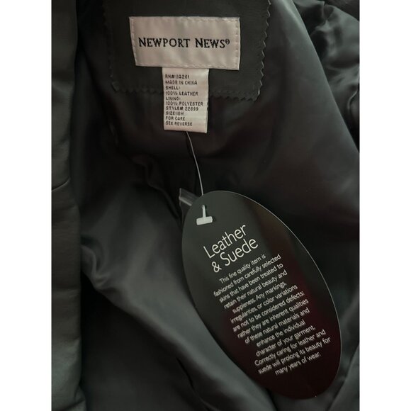 NWT NEWPORT NEWS Leather Jacket Dark Gray Blazer 2 Button Close Lined Size 18W - Picture 6 of 7